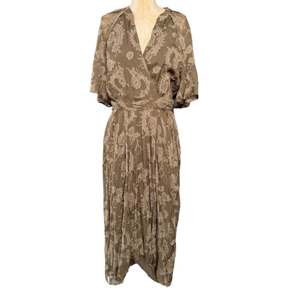 IRO Kallie Asymmetric Surplice Midi Dress Womens Size 38 US 6
